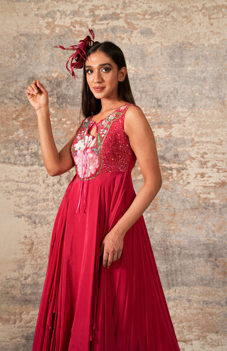 Cascade - Fuchsia Pink Embroidered Dress