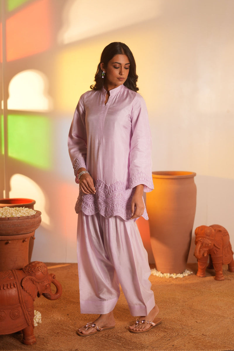 Lilac Dola Silk Farsi Salwar Set