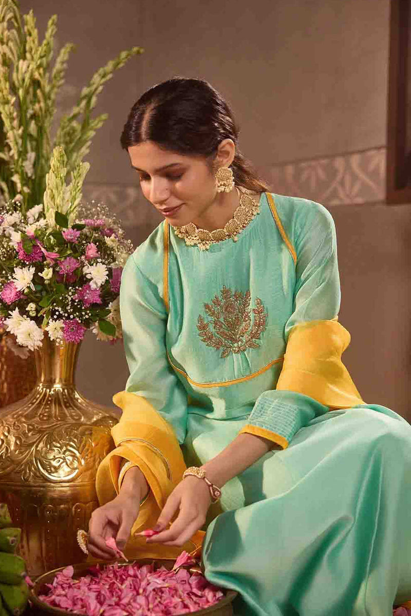 Mint-Green  Anarkali 3-Piece Set