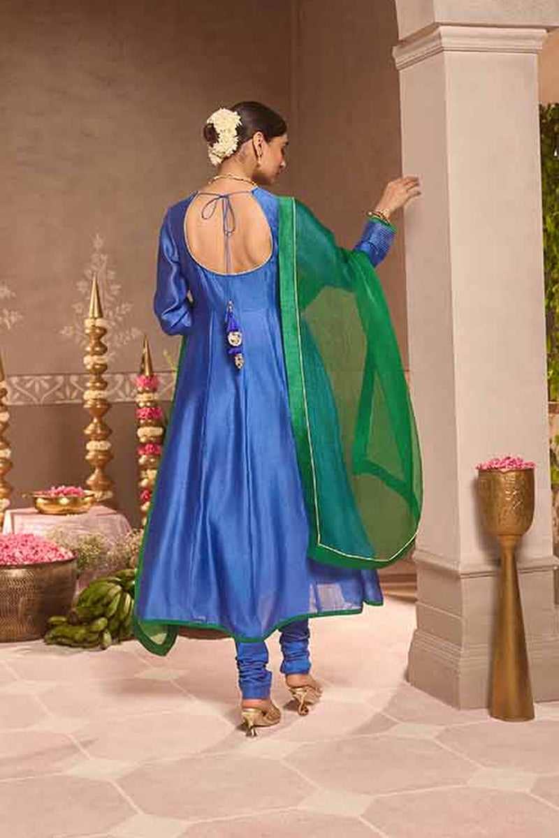 Blue Anarkali 3-Piece Set