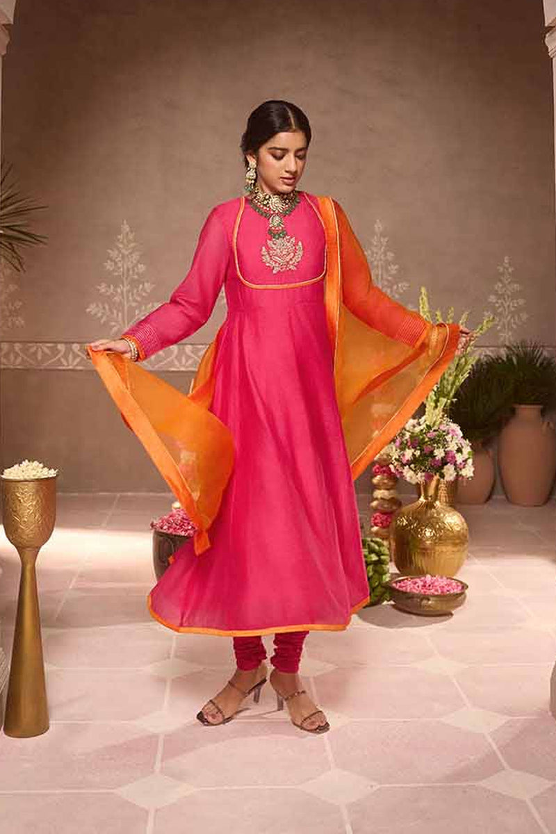 Pink Anarkali 3-Piece Set