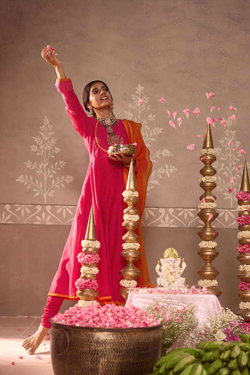 Pink Anarkali 3-Piece Set