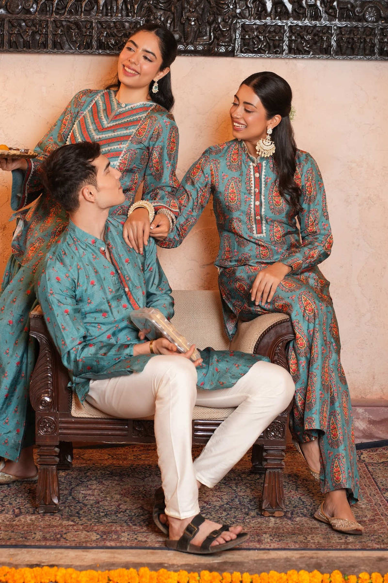 Blue Dola Silk Printed Co-Ord Set