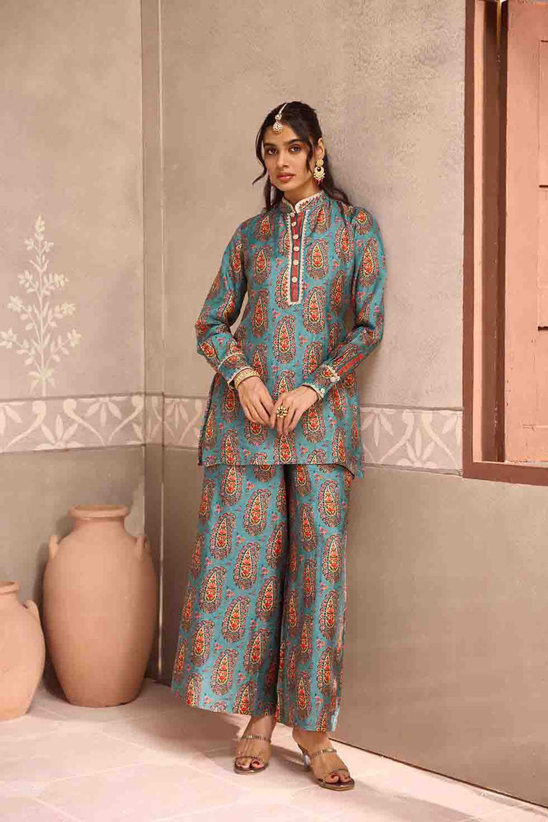 Blue Dola Silk Printed Co-Ord Set
