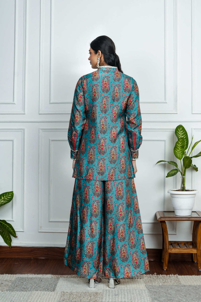 Blue Dola Silk Printed Co-Ord Set