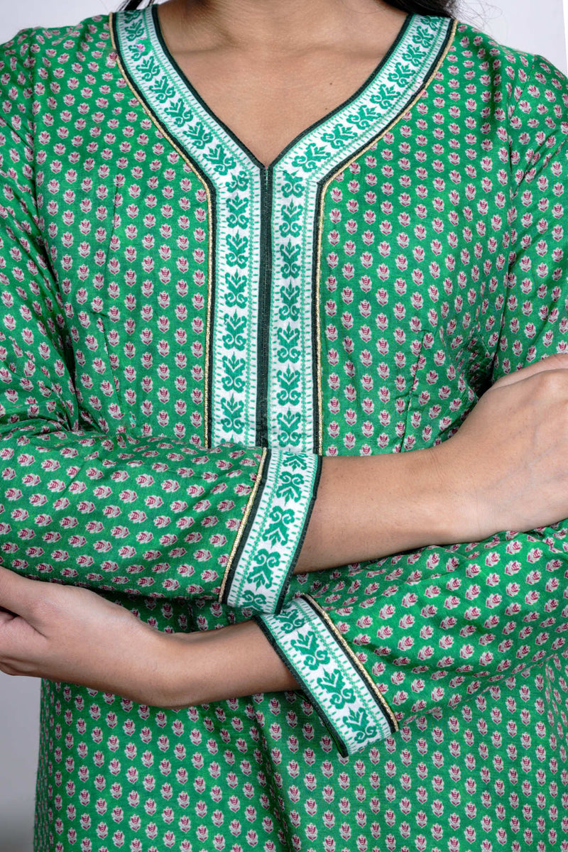 Green Dola Silk Printed Sharara Set With Dupatta