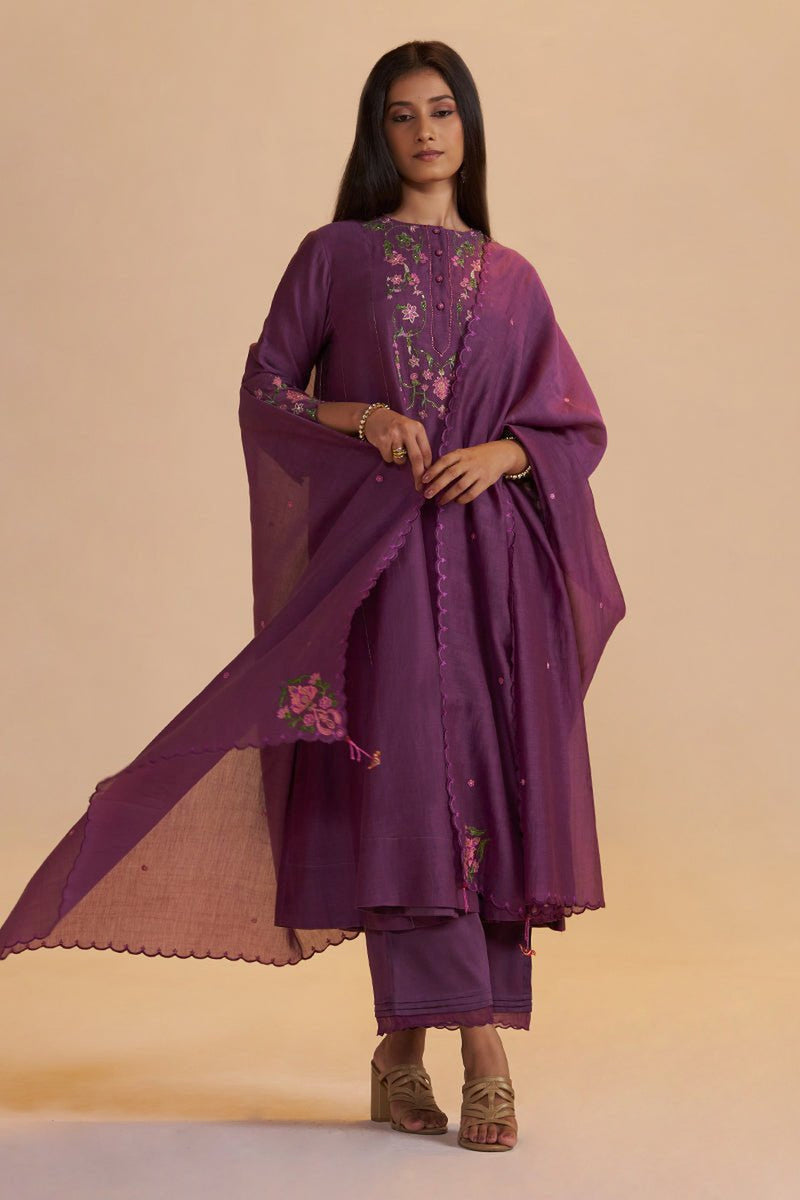 Eggplant Purple Festive Kurta Set