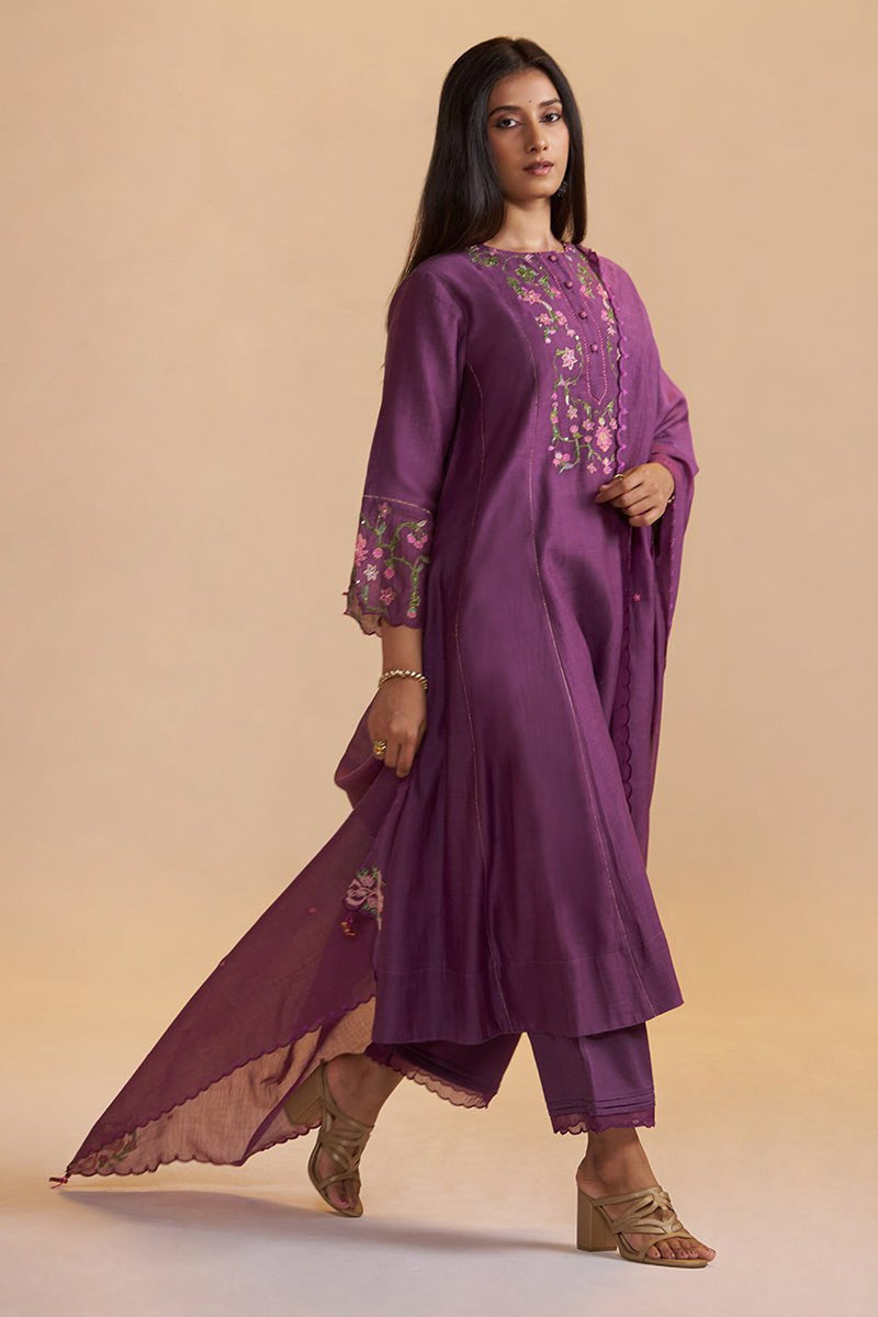 Eggplant Purple Festive Kurta Set