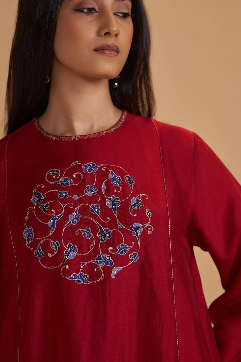Maroon Silk Festival Co-ord Set