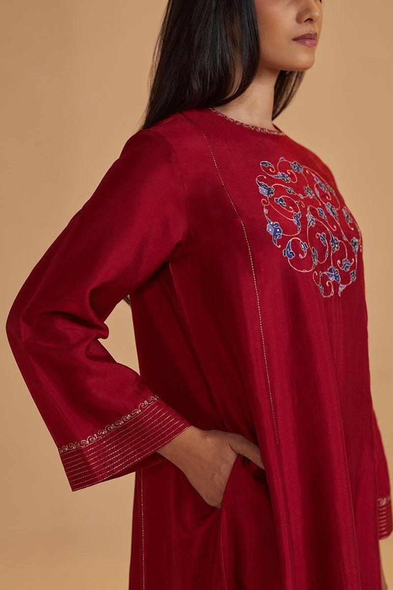 Maroon Silk Festival Co-ord Set