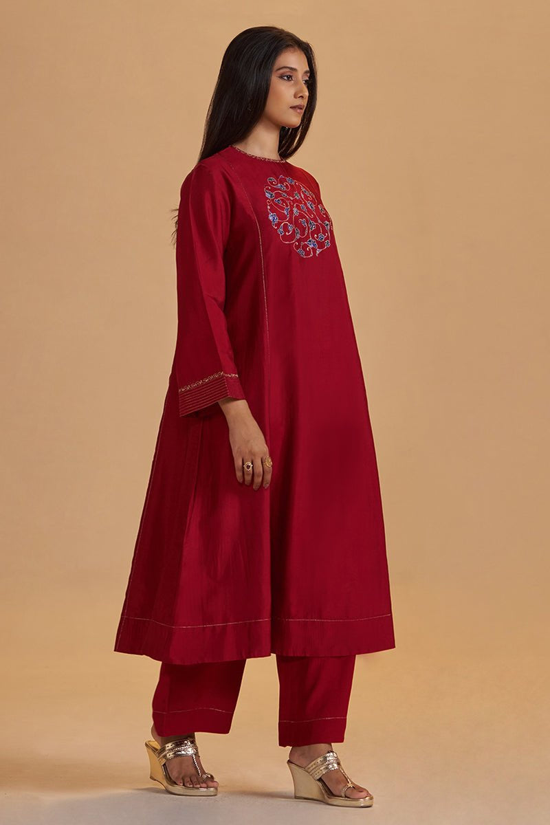 Maroon Silk Festival Co-ord Set