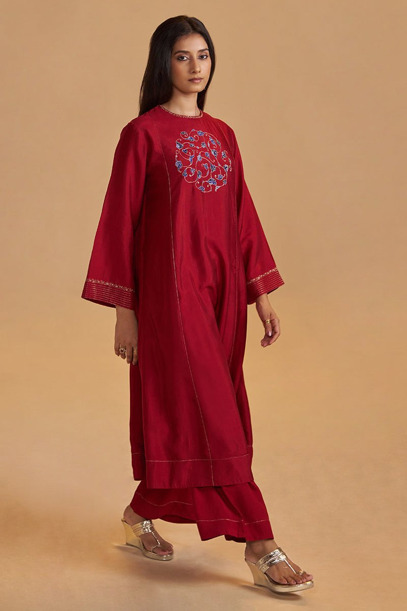 Maroon Silk Festival Co-ord Set