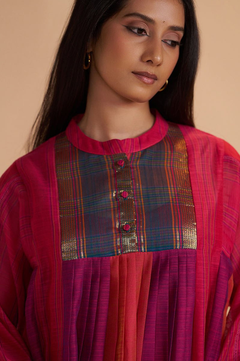 Wine and Rani Pink Woven Co-ord Set