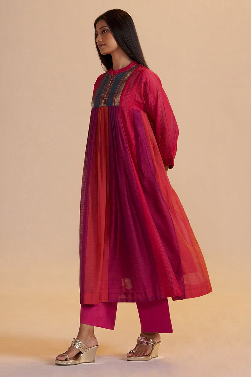 Wine and Rani Pink Woven Co-ord Set
