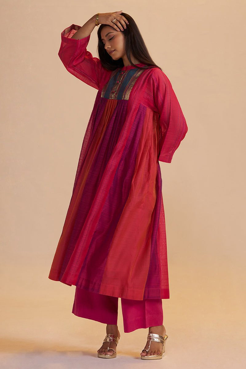 Wine and Rani Pink Woven Co-ord Set