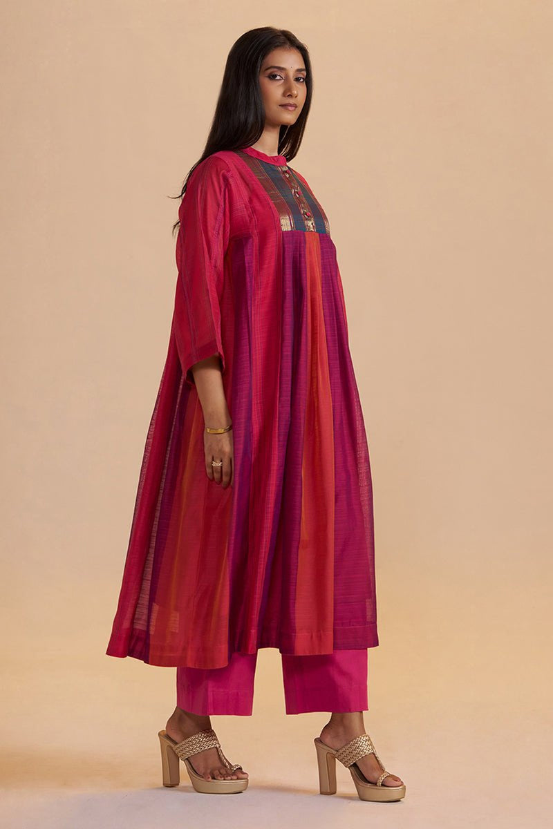Wine and Rani Pink Woven Co-ord Set