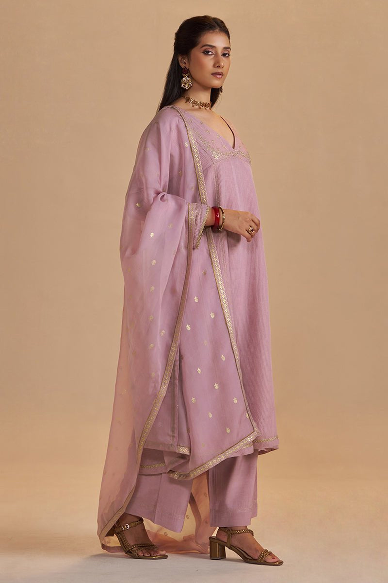 Orchid Smoke Woven Zari Festive Kurta Set