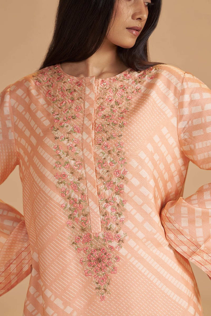 Blush Peach and Cream Silk Festive Co-ord Set