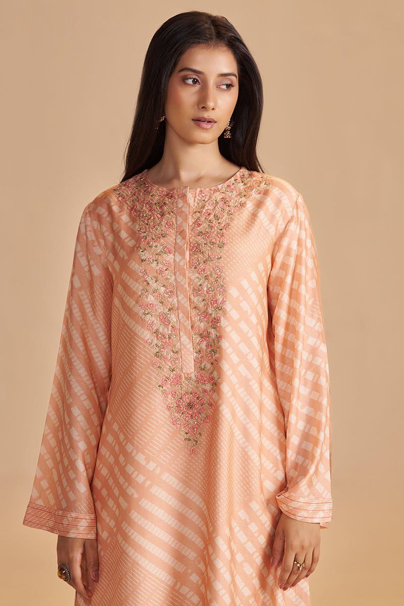 Blush Peach and Cream Silk Festive Co-ord Set