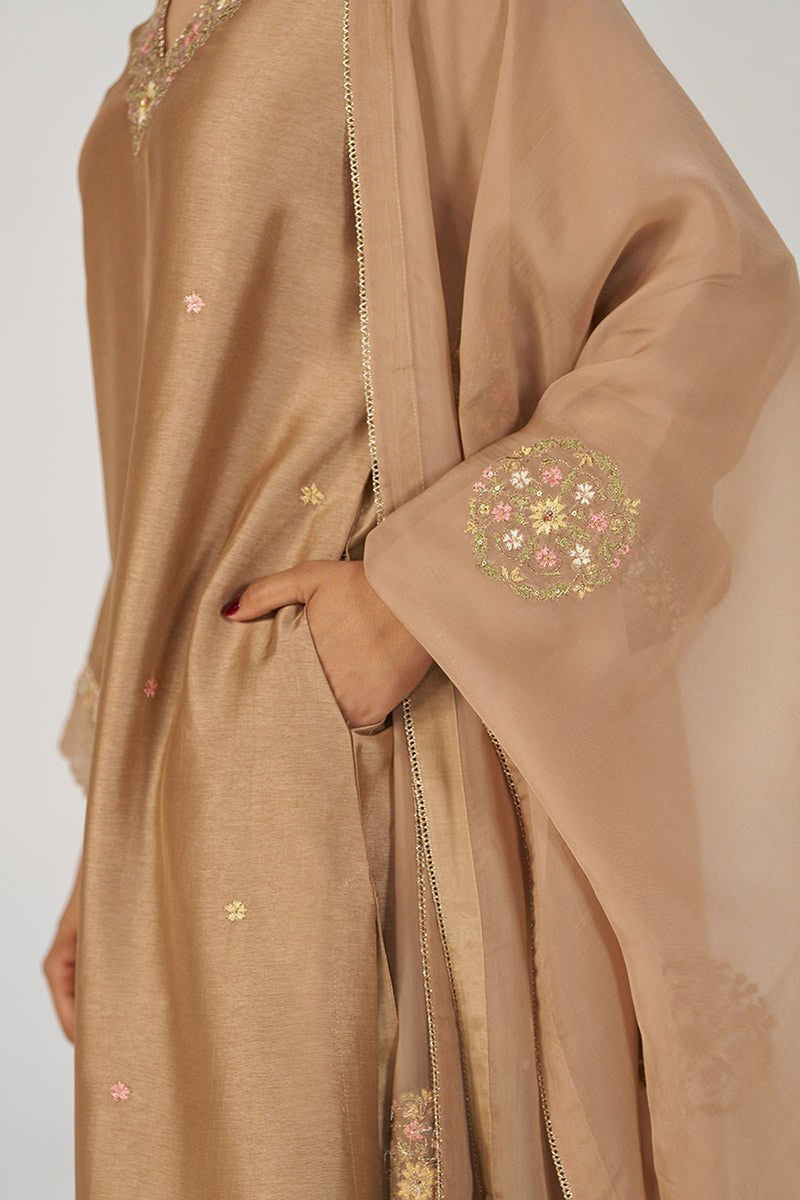 Toasted Almond Raw Silk Festive Kurta Set
