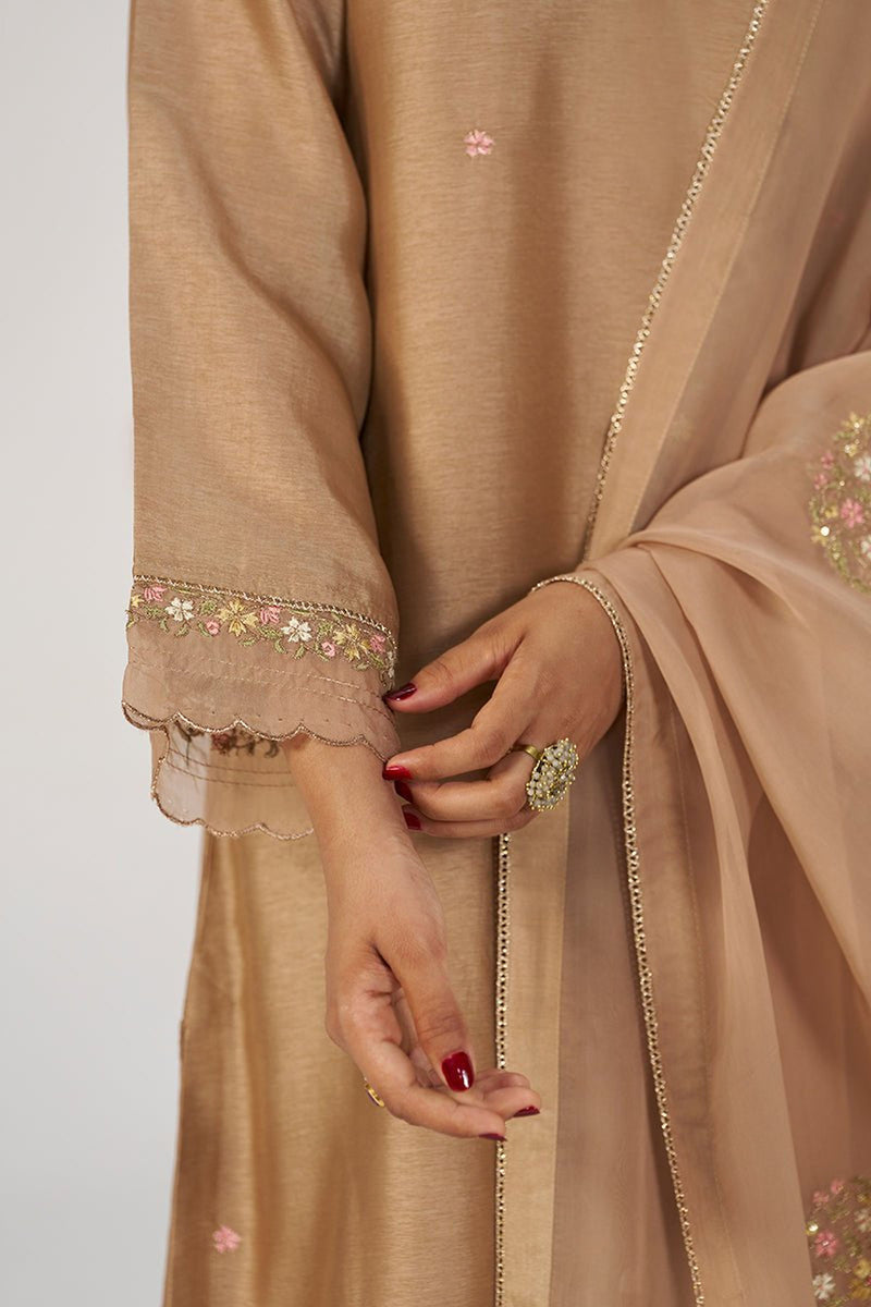 Toasted Almond Raw Silk Festive Kurta Set