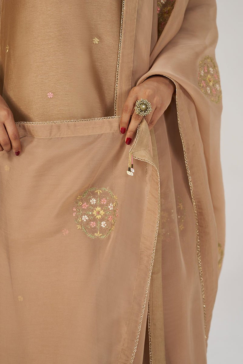 Toasted Almond Raw Silk Festive Kurta Set