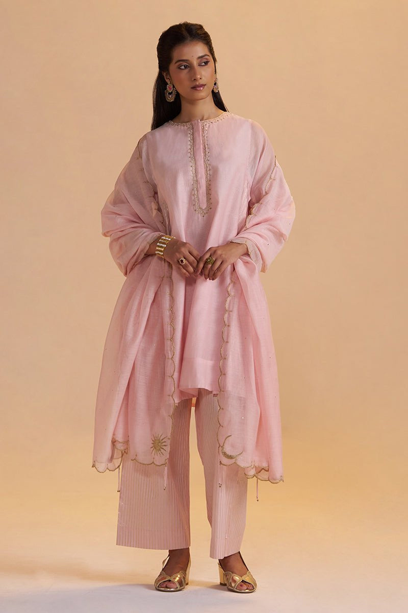 Rose Quartz Silk Festive Kurta Set