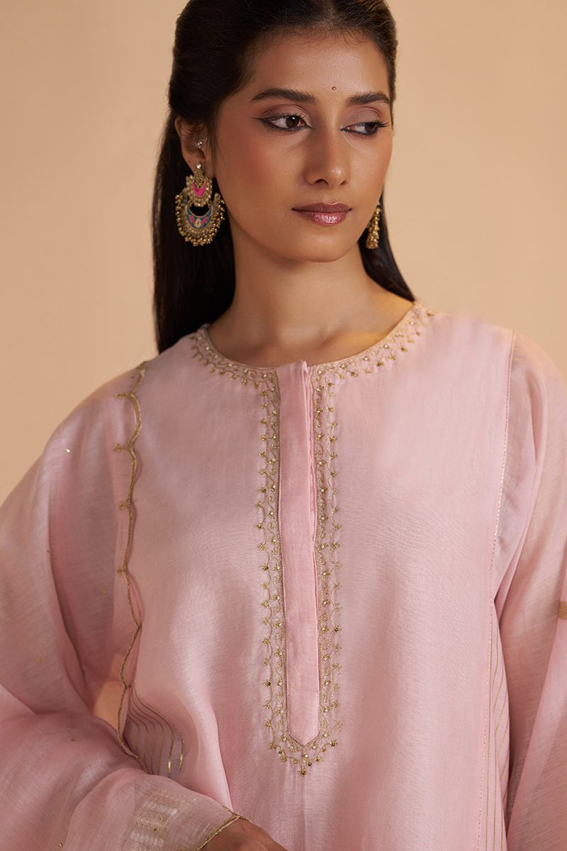 Rose Quartz Silk Festive Kurta Set