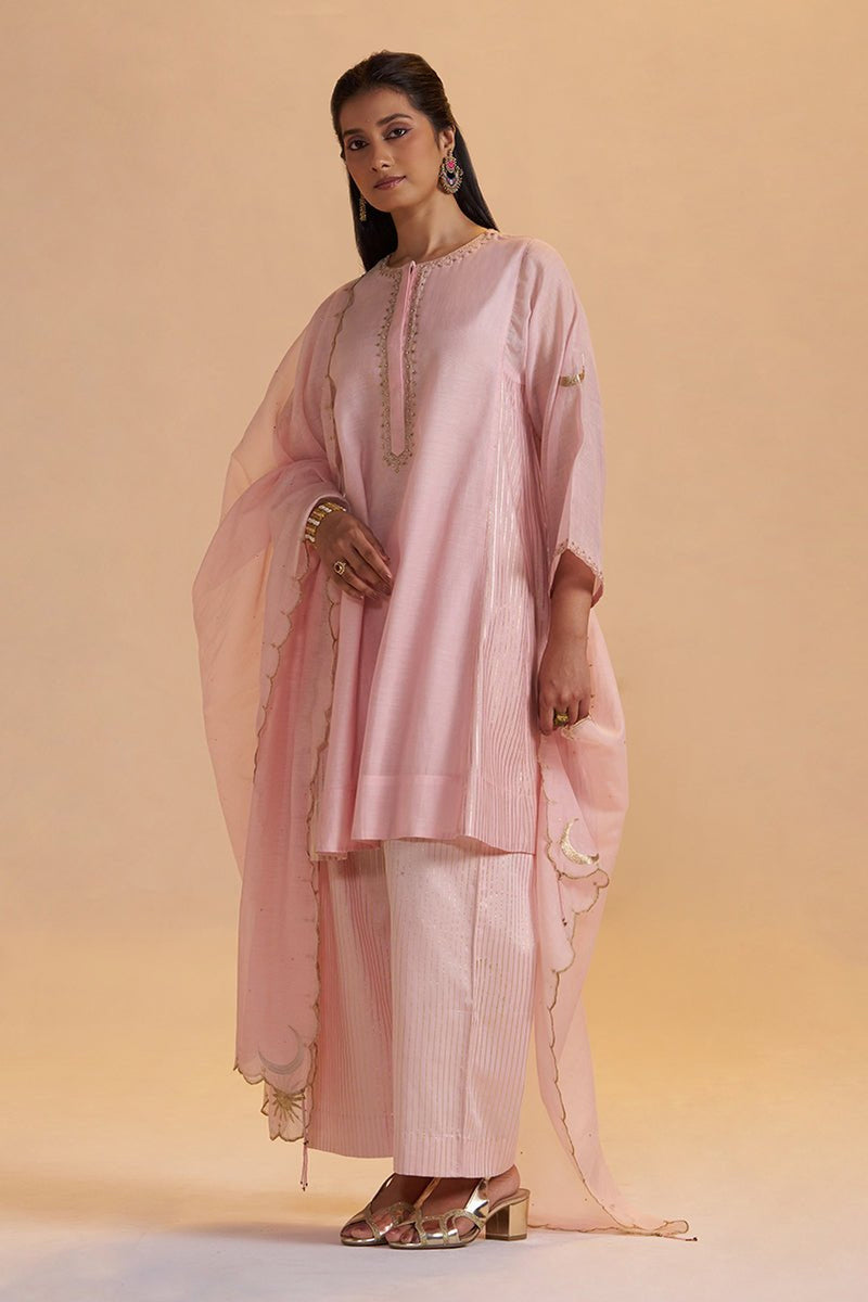 Rose Quartz Silk Festive Kurta Set