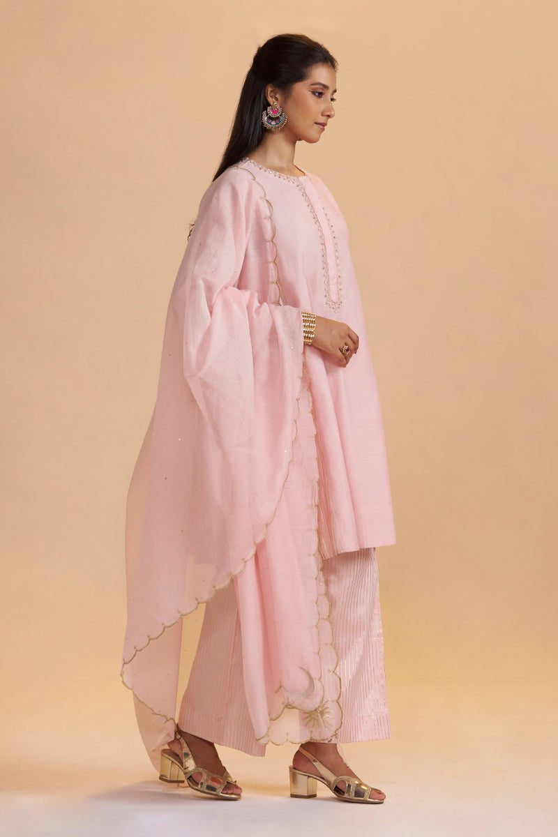 Rose Quartz Silk Festive Kurta Set