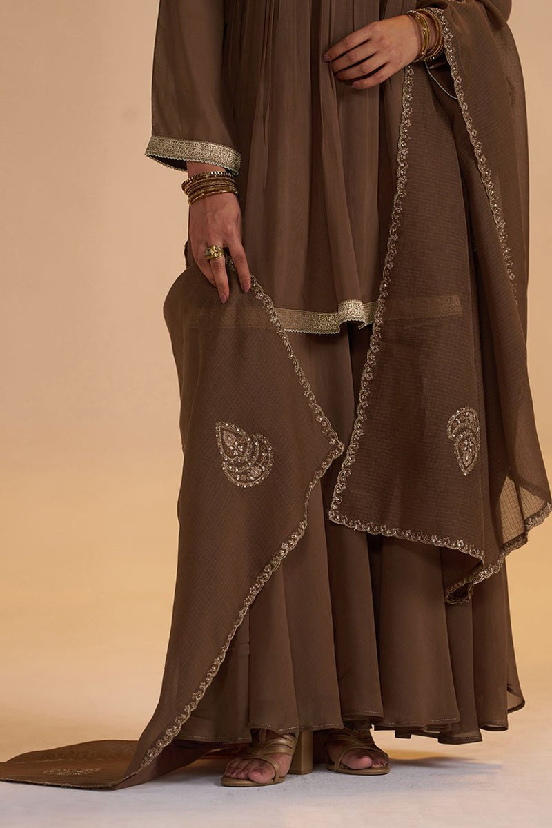 Husk Brown Festive Sharara Kurta Set