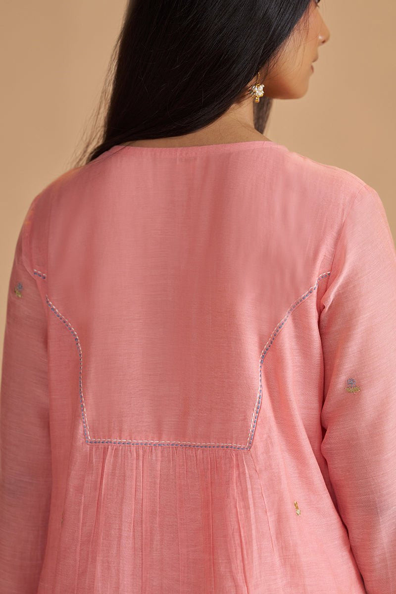 Coral Almond Chanderi Festive Kurta Set