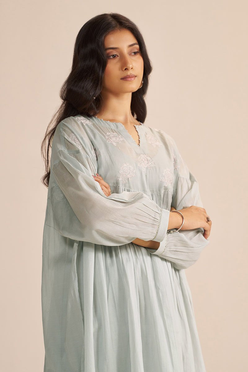 Dawn Grey Mul-Chanderi Festive Co-ord Set