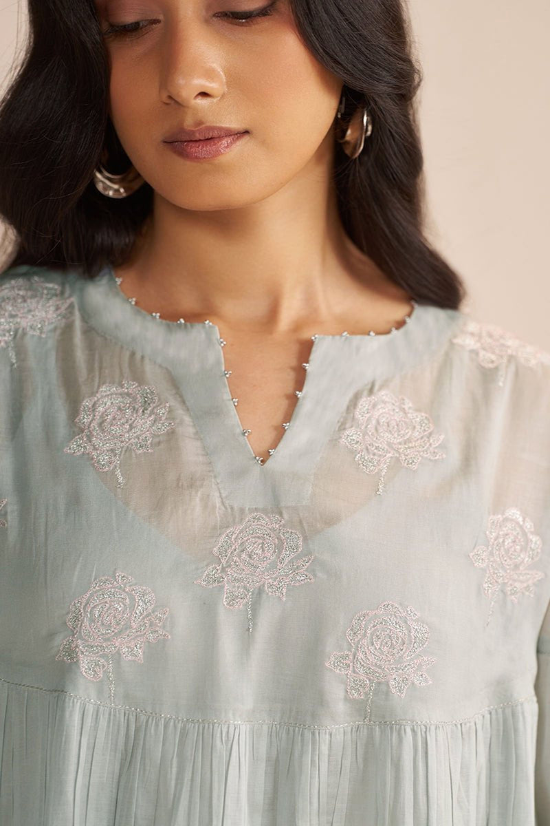 Dawn Grey Mul-Chanderi Festive Co-ord Set