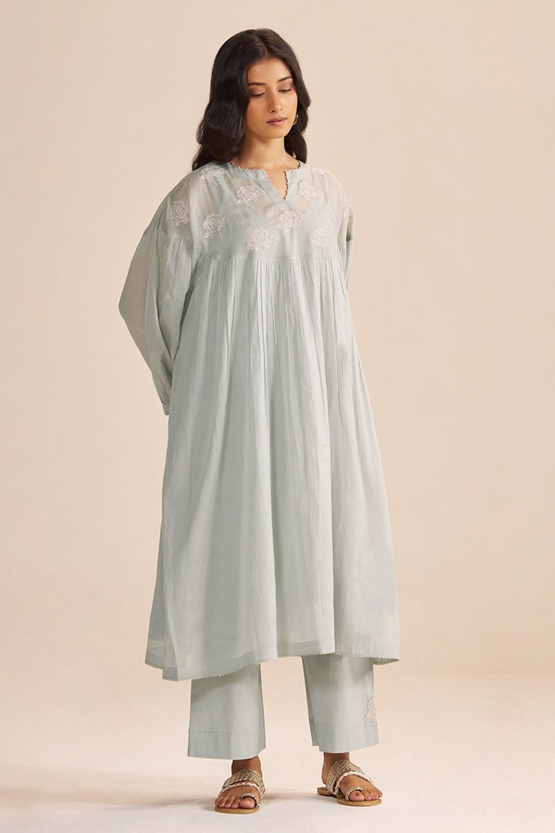 Dawn Grey Mul-Chanderi Festive Co-ord Set