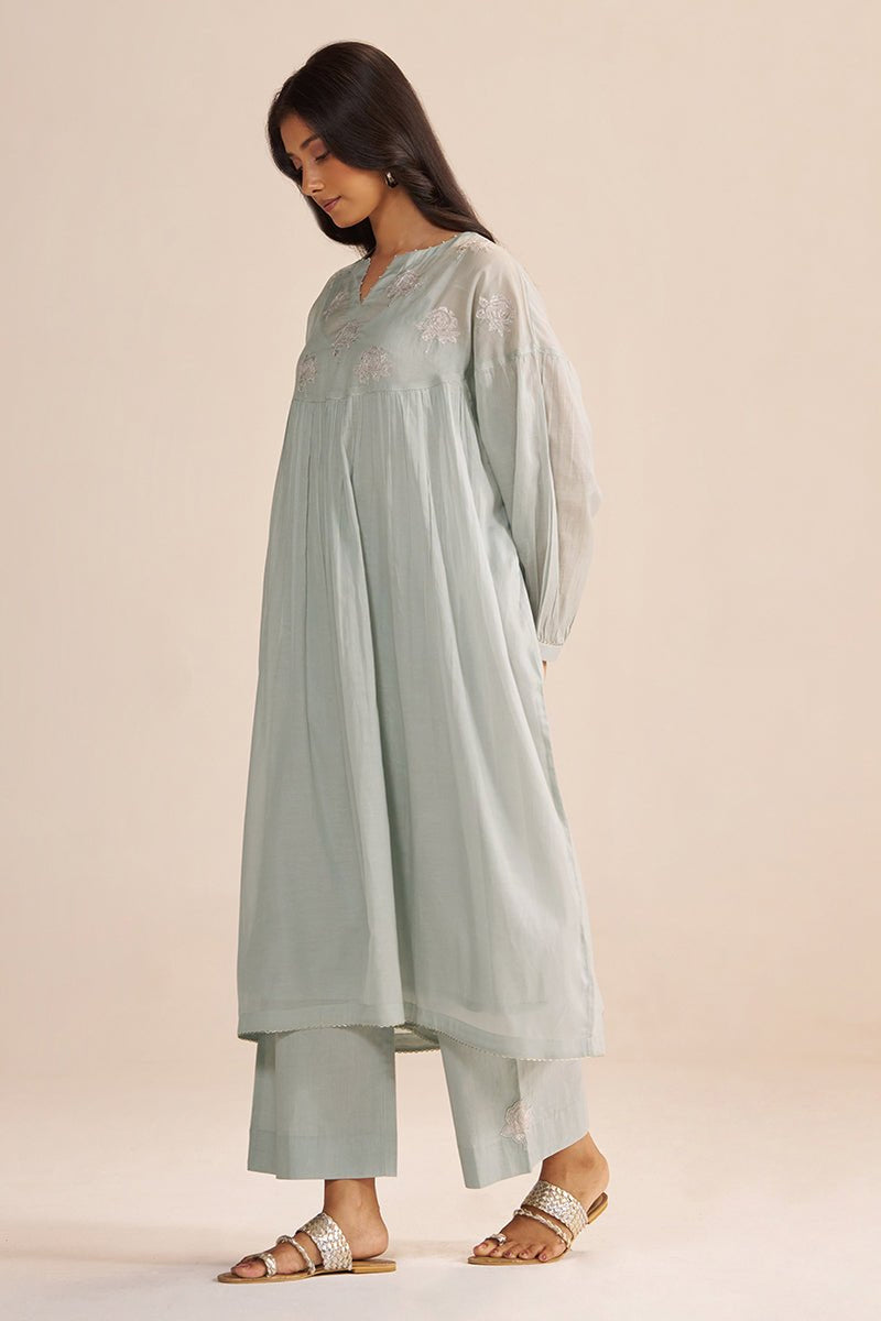 Dawn Grey Mul-Chanderi Festive Co-ord Set