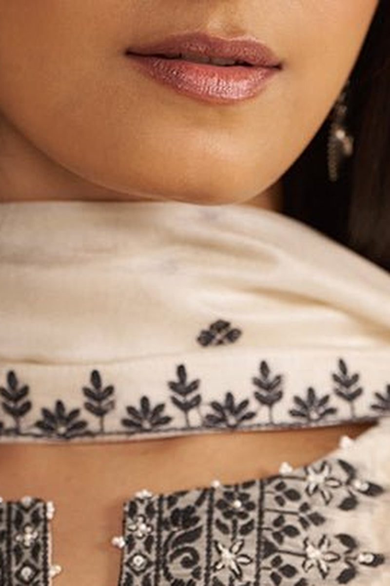 Butter Creame Woven Kurta Set