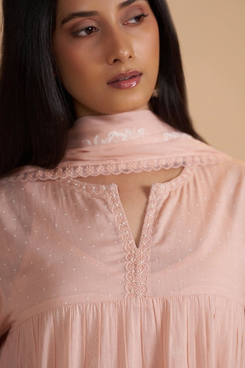 Evening Sand Mul-Mul Anarkali Kurta Set