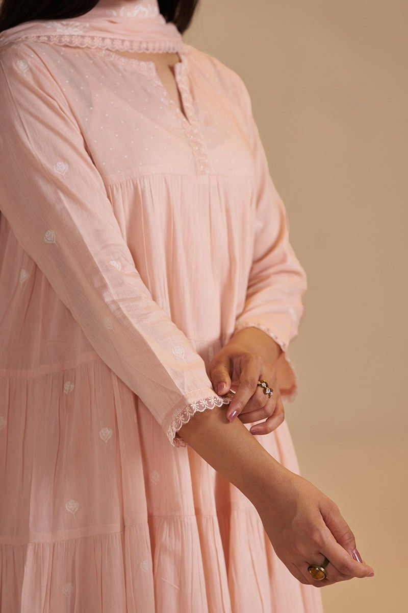 Evening Sand Mul-Mul Anarkali Kurta Set