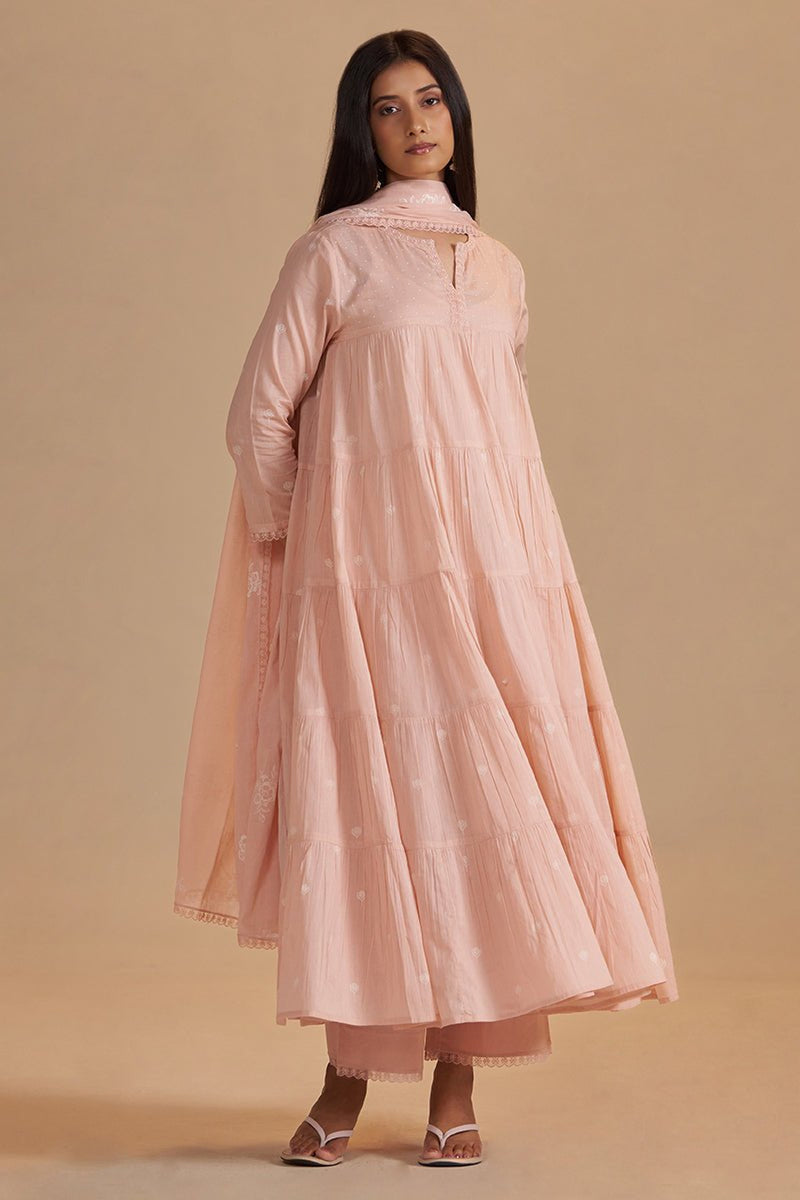 Evening Sand Mul-Mul Anarkali Kurta Set