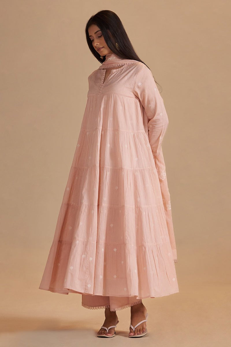 Evening Sand Mul-Mul Anarkali Kurta Set