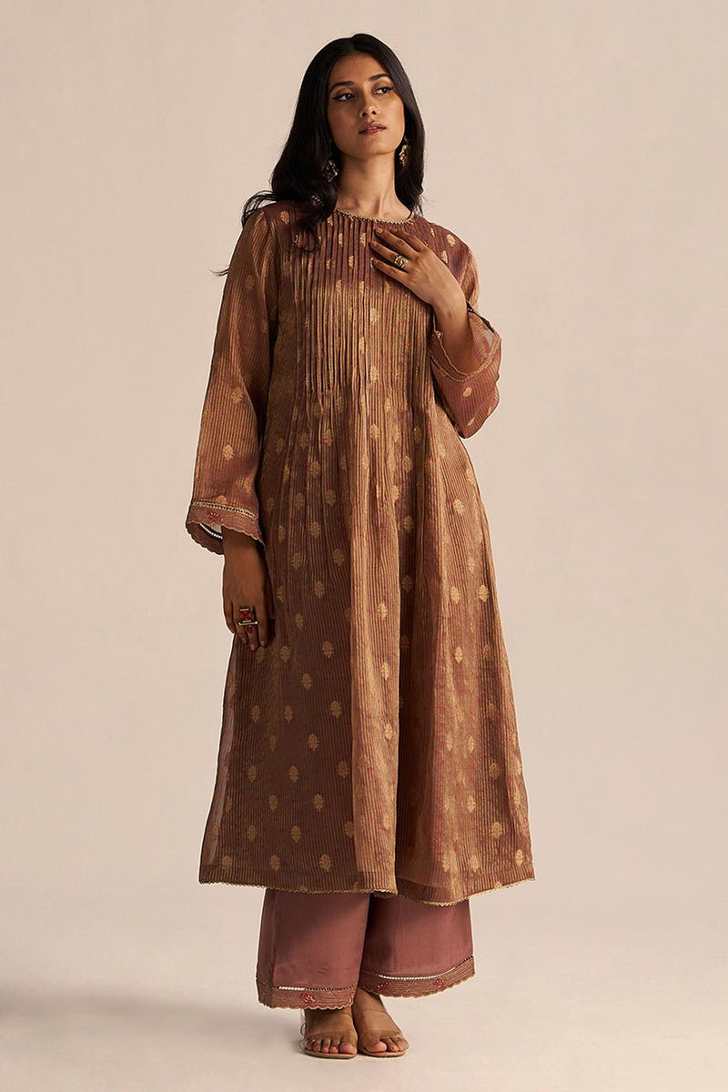 Cognac Brown Tissue Festive Co-ord Set