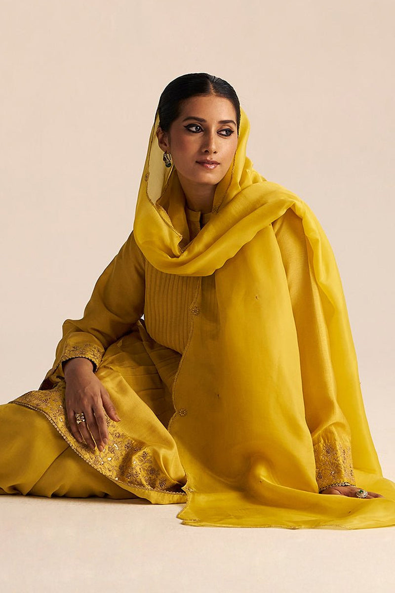 Bamboo Yellow Festive Kurta Set