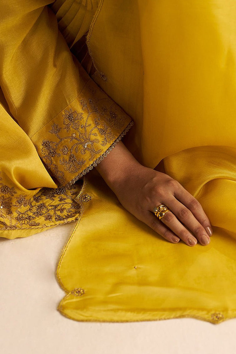 Bamboo Yellow Festive Kurta Set