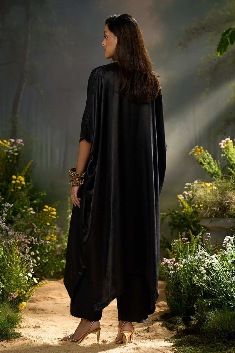Black Silk Kaftaan Co-ord Set
