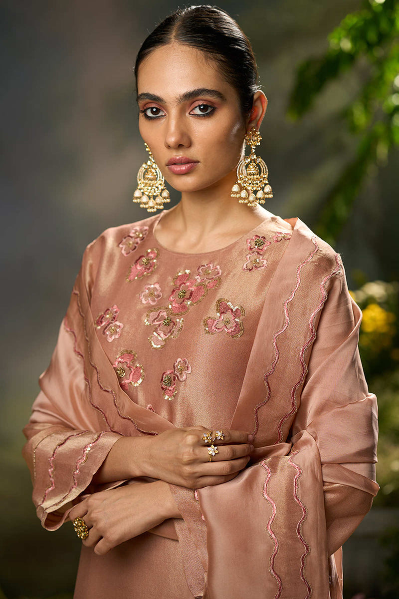 Rose Dawn Tissue Silk Festive Kurta Set