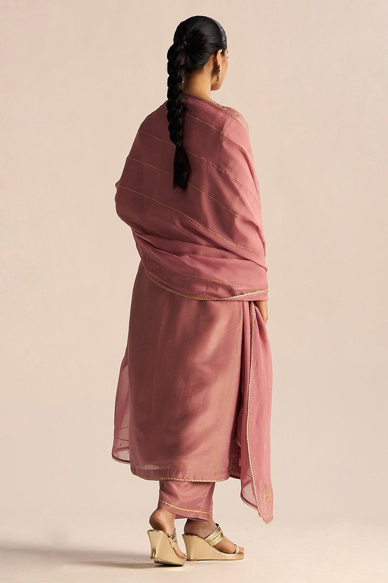 Nostalgia Rose Tissue Silk Festive Kurta Set
