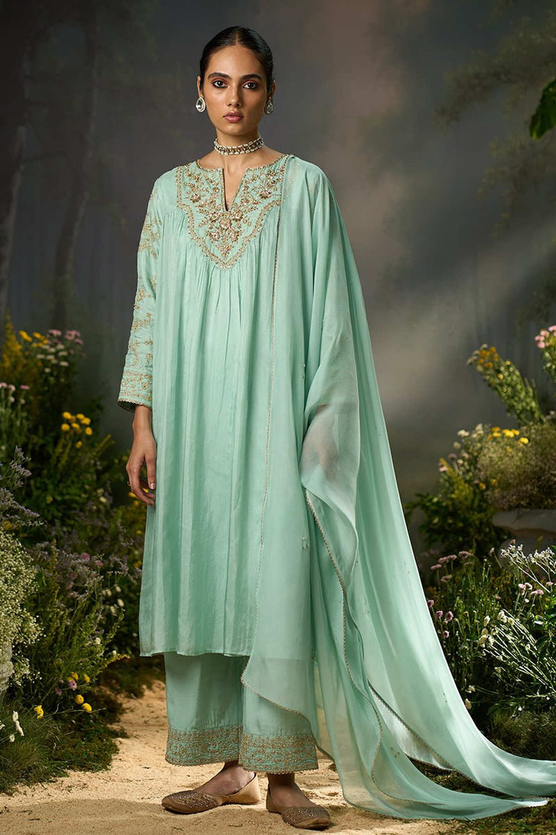 Dusty Aqua Festive Kurta Set