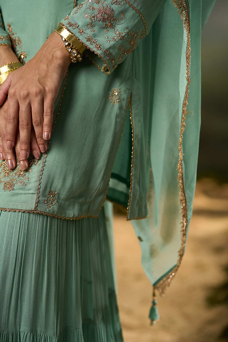 Granite Green Festive Sharara Kurta Set