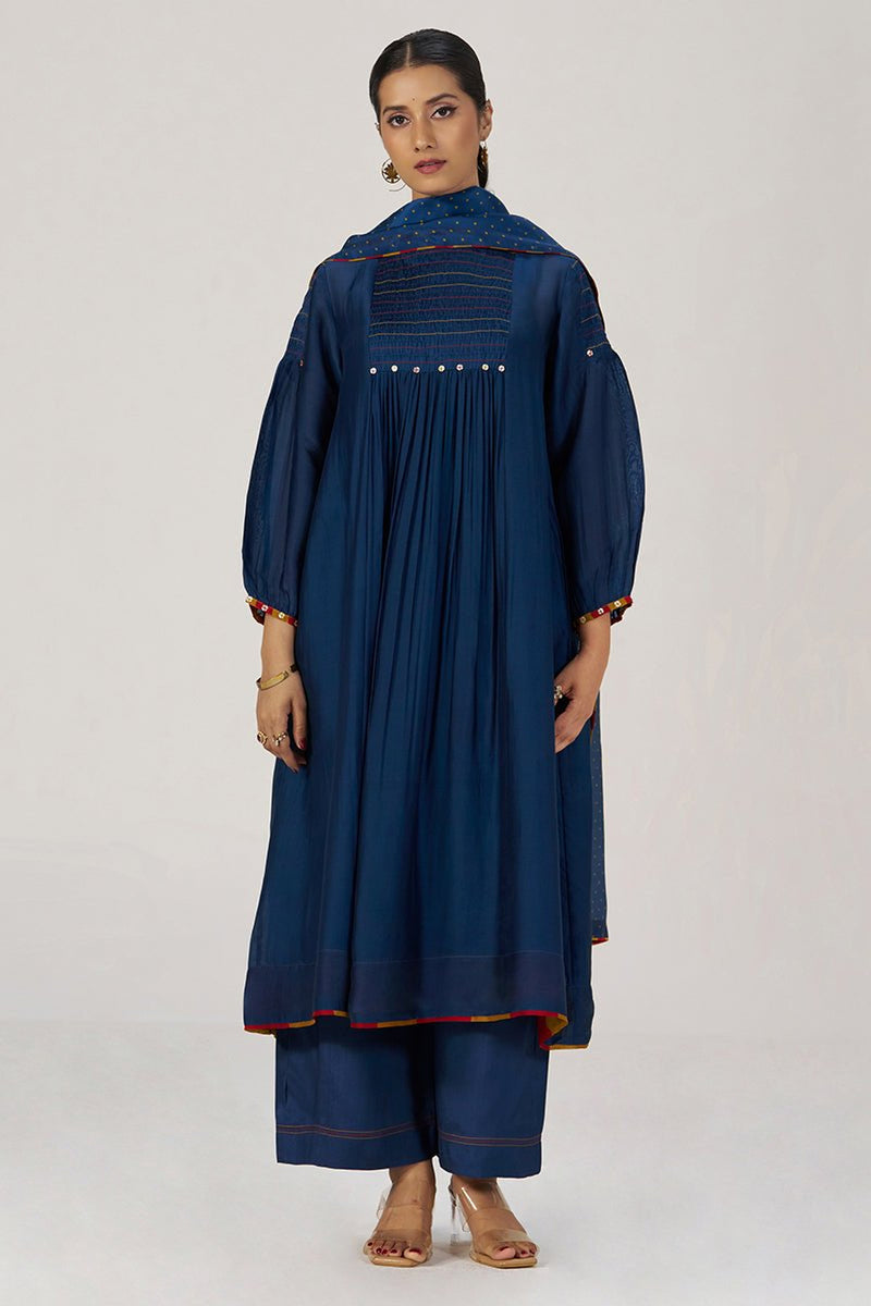 Blue Opal Silk Festive Kurta Set